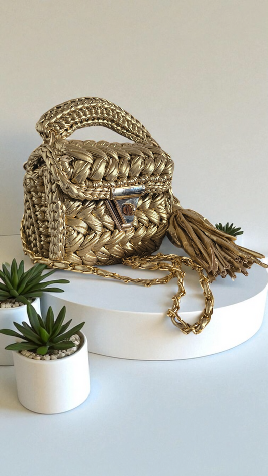 Golden Aura Crochet Bag